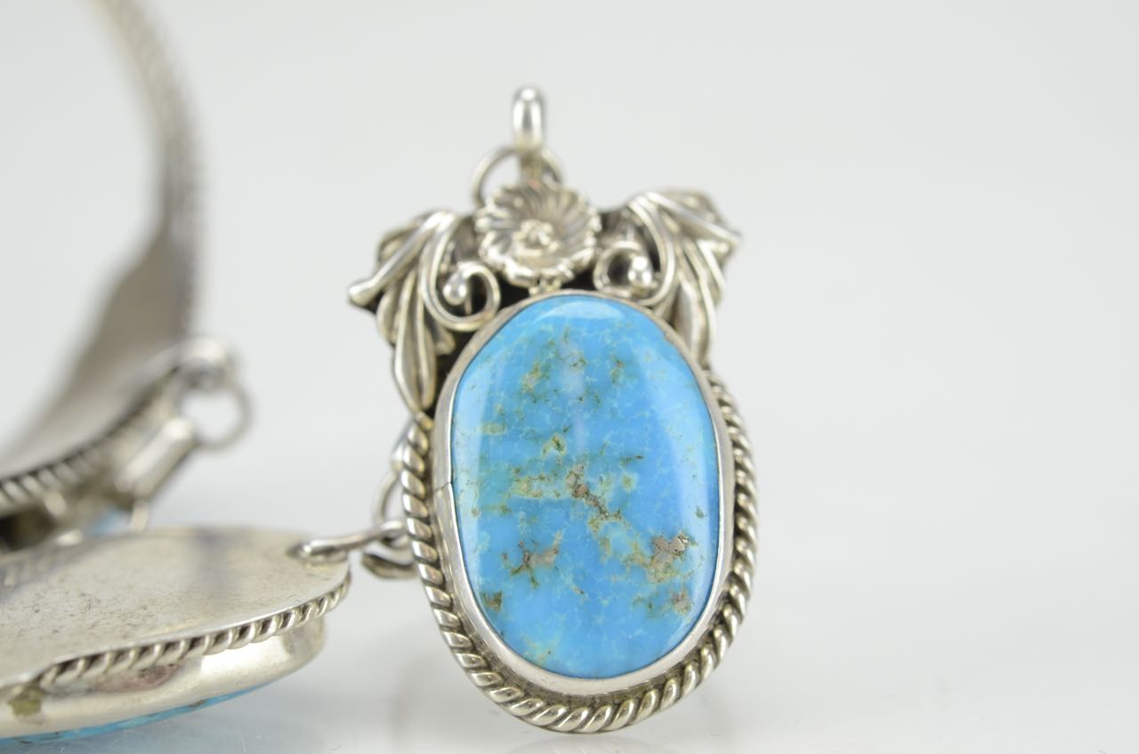 Navajo Sterling and Turquoise Slave Bracelet and Ring Combination