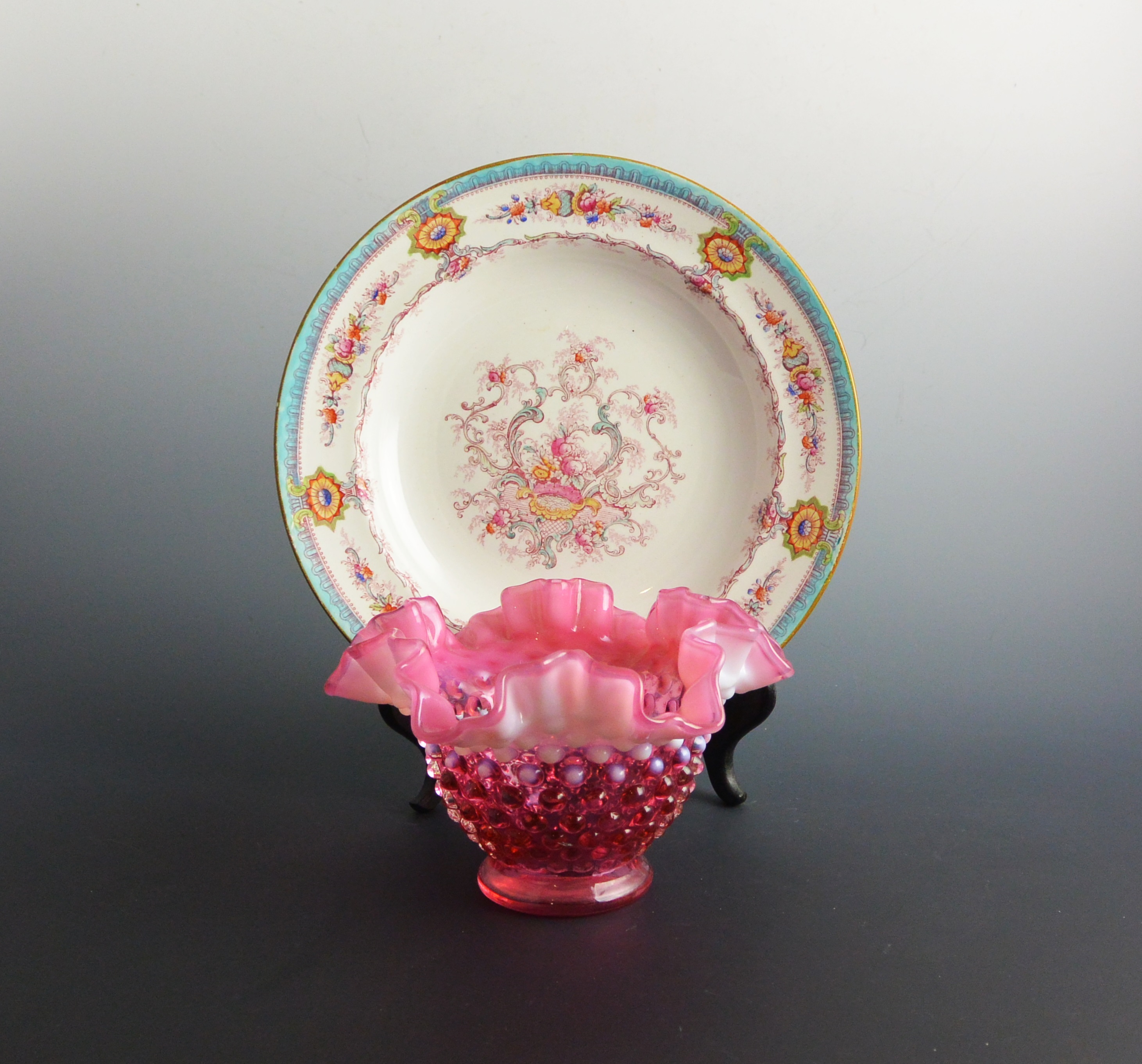 Sought After Cauldon of England Soup Bowl and Fenton Style Vase