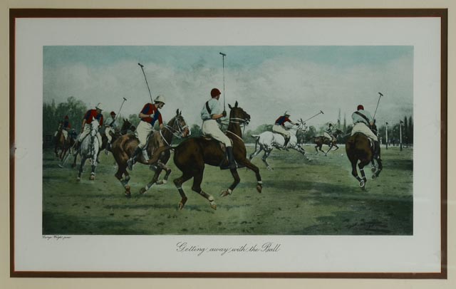 George Wright "Getting Away with the Ball" Hand Tinted Lithograph