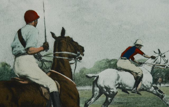 George Wright "Getting Away with the Ball" Hand Tinted Lithograph