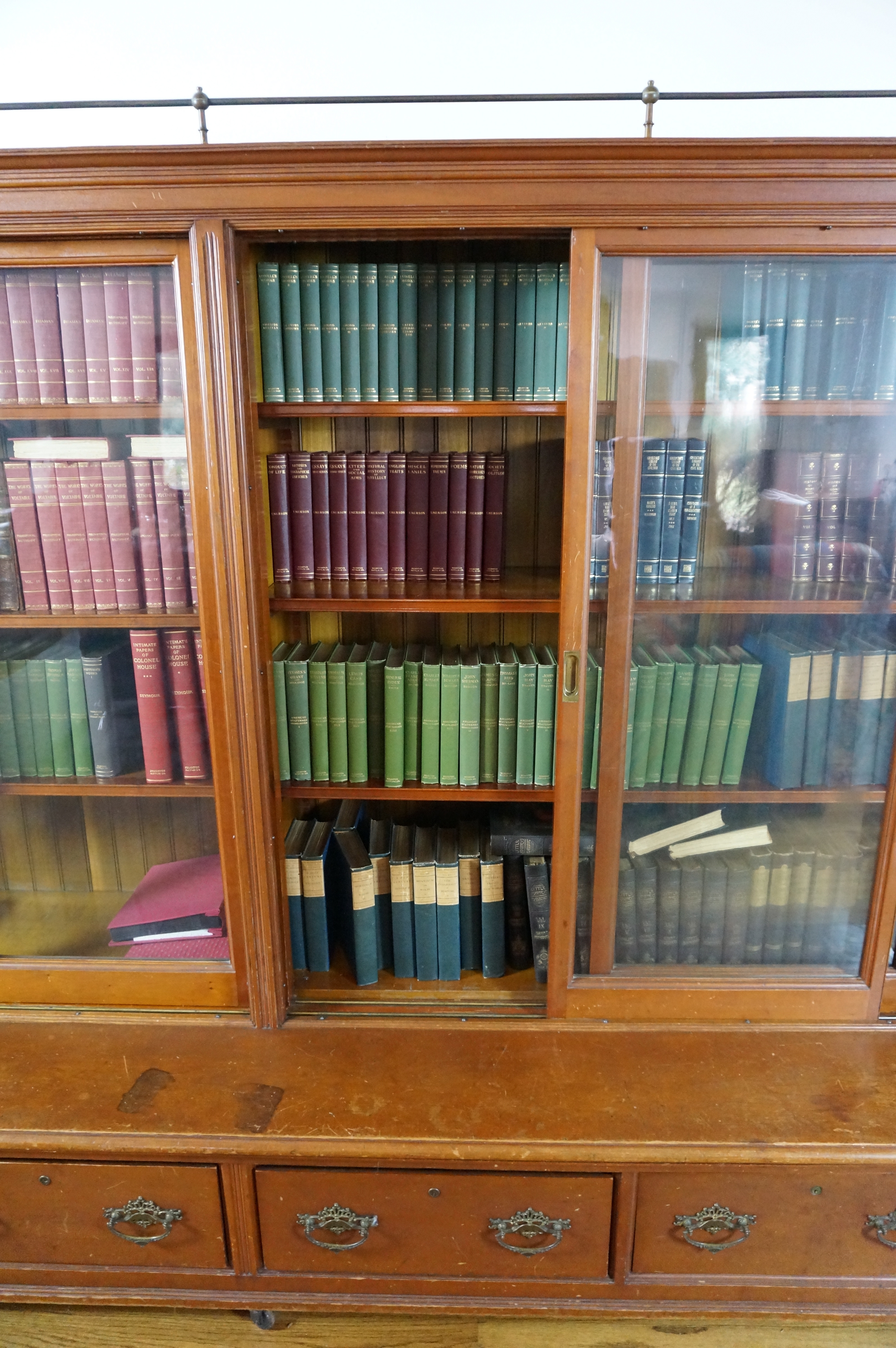 Large Antique Sliding Glass Door Bookcase