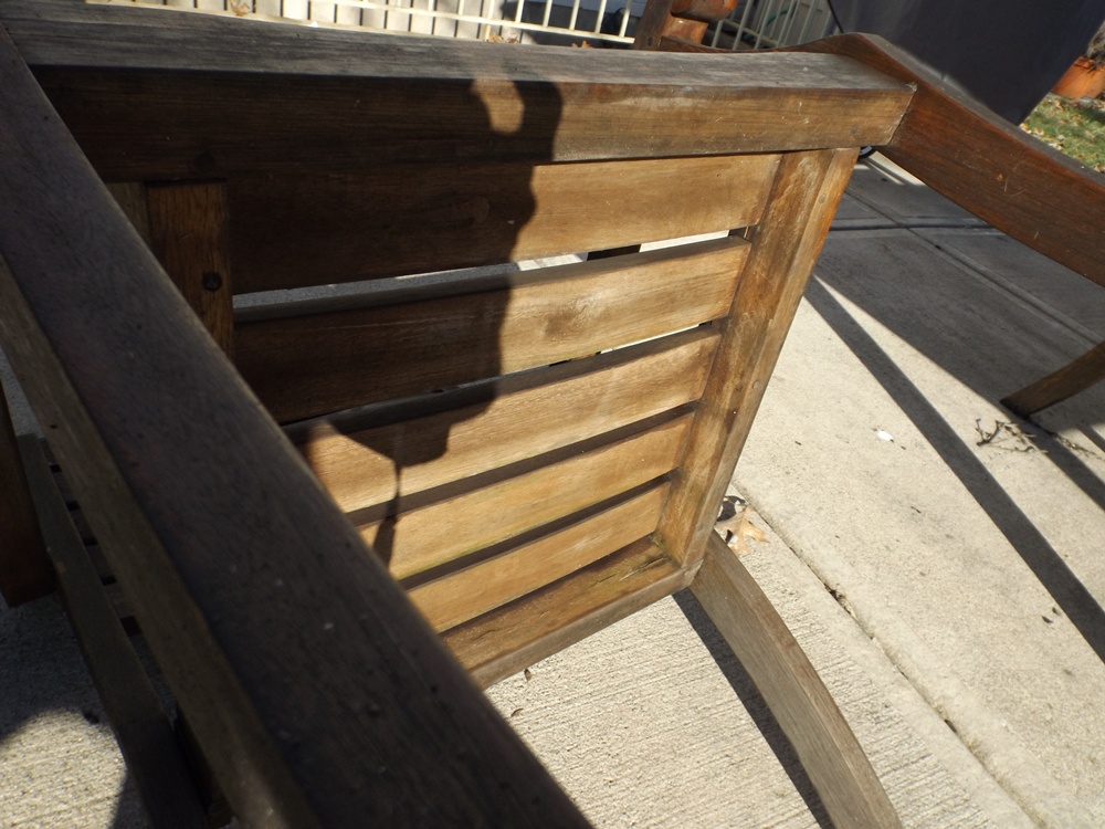 Crate & Barrel Outdoor Teak Table and Chair Set with Umbrella