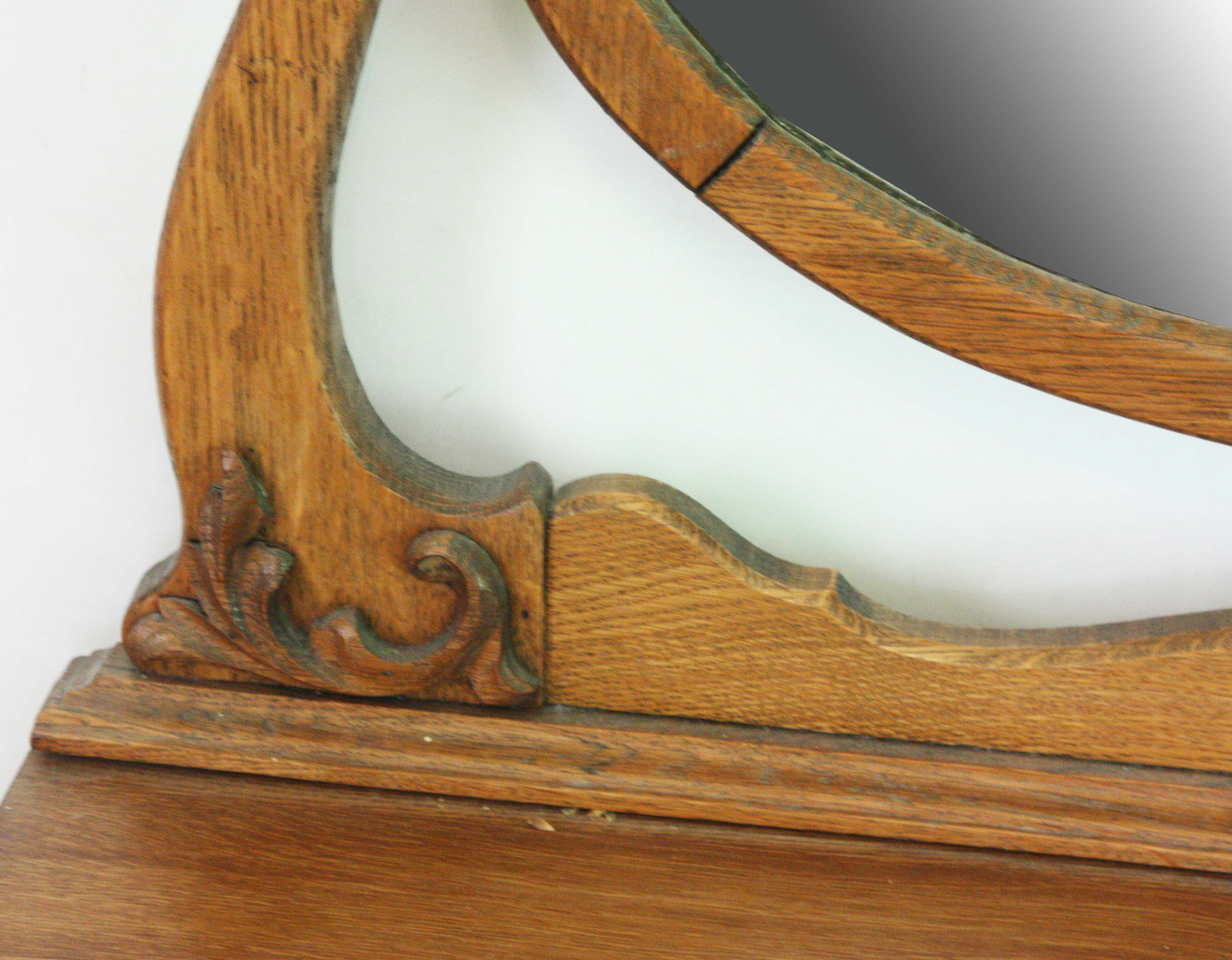 Antique Quarter Sawn Oak Dresser with Oval Mirror