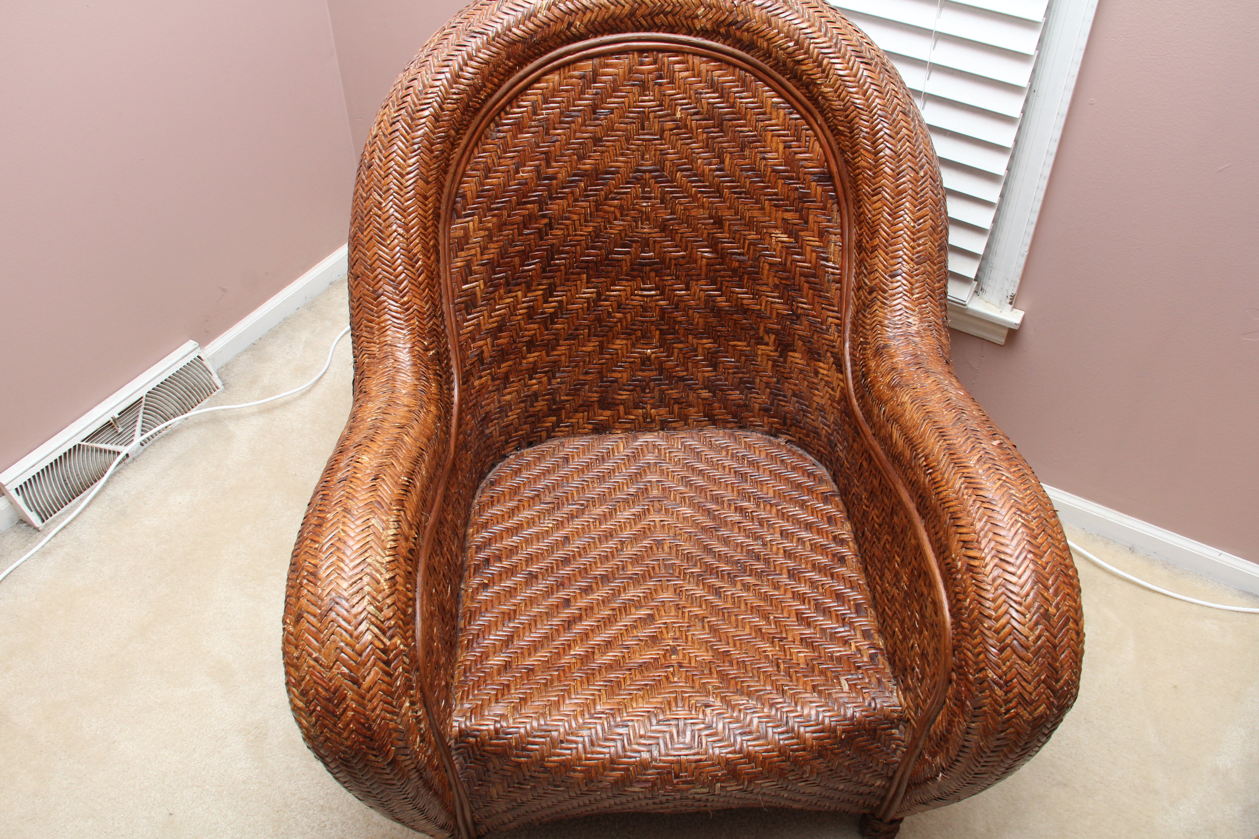 Pottery Barn Rattan "Malabar" Chair and Ottoman