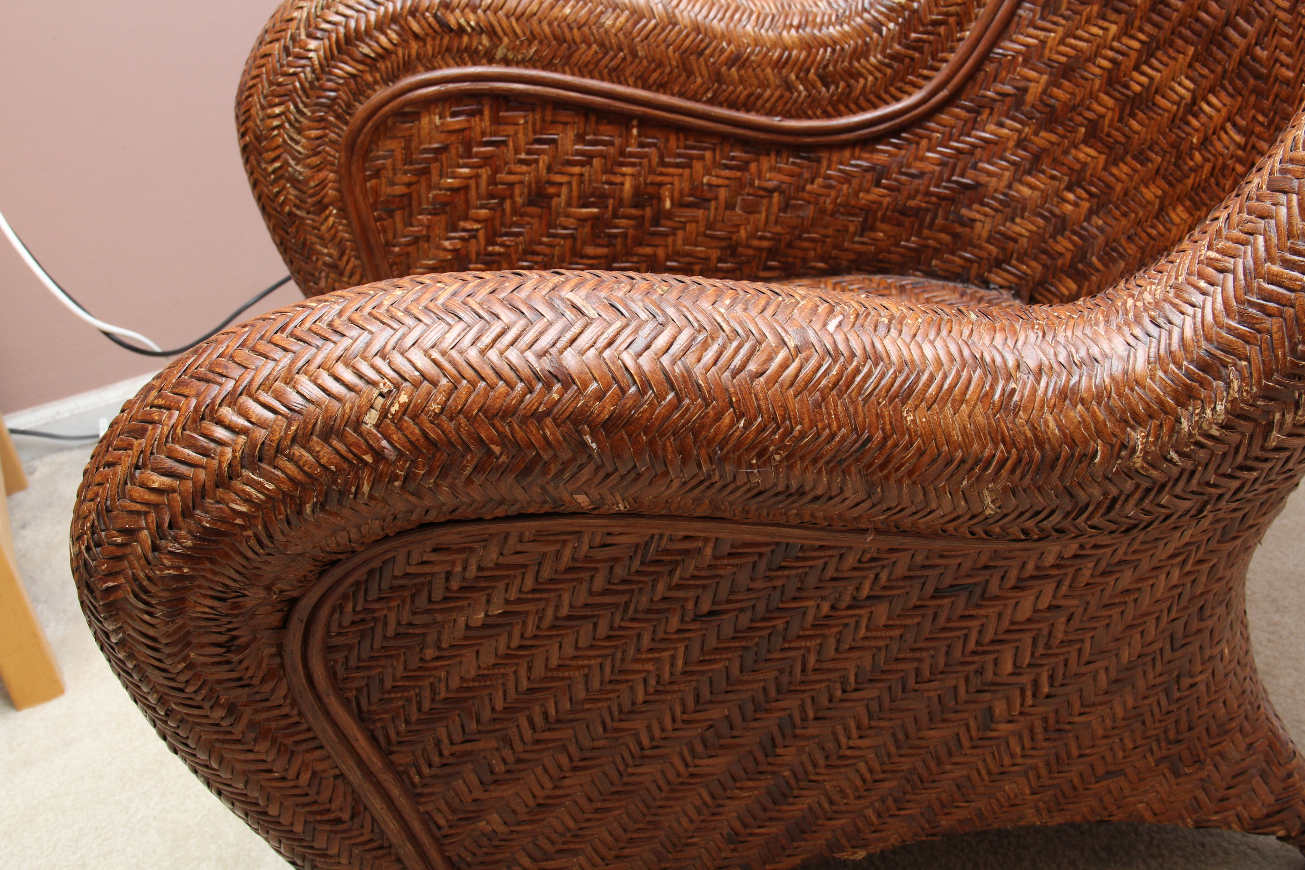 Pottery Barn Rattan "Malabar" Chair and Ottoman