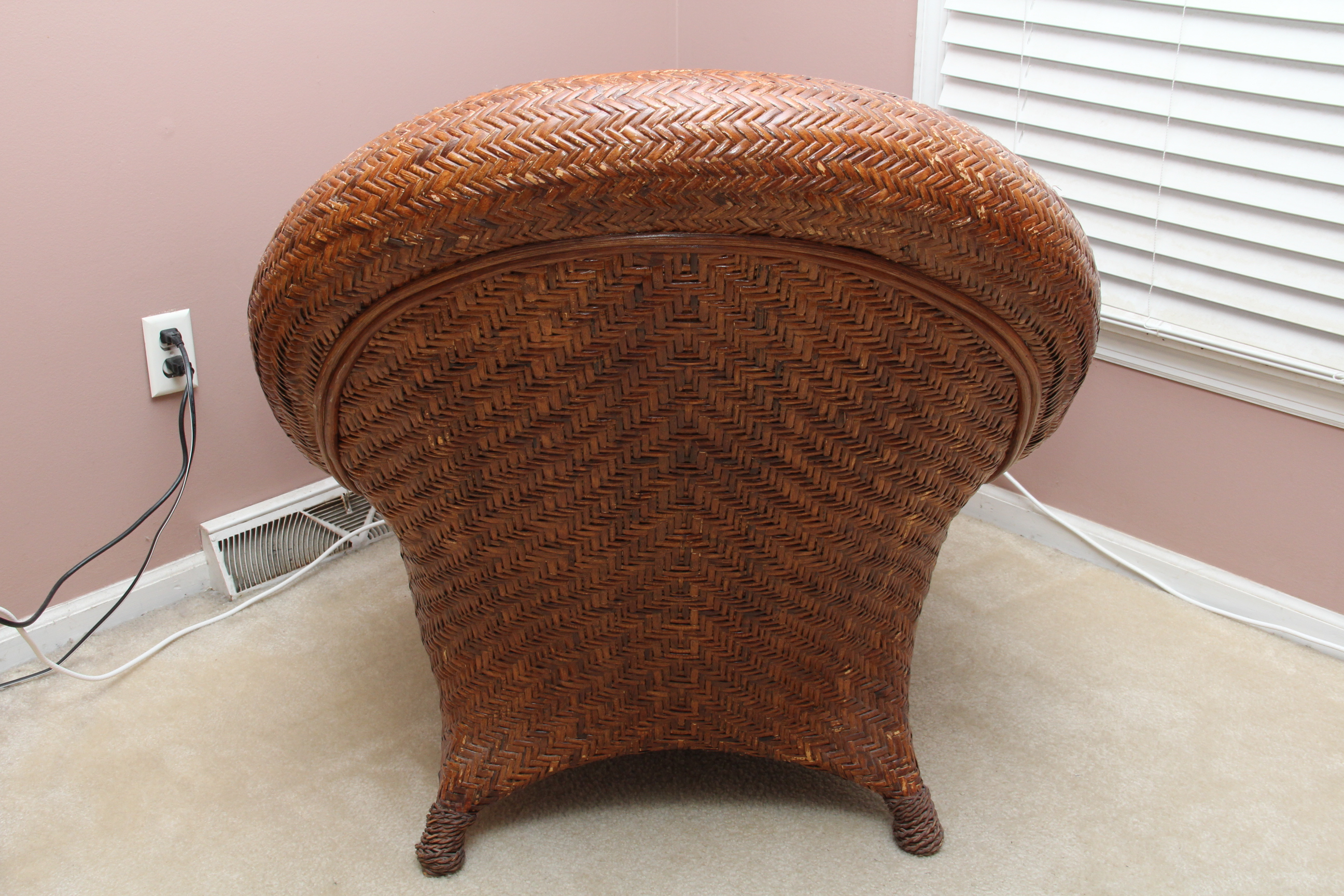 Pottery Barn Rattan "Malabar" Chair and Ottoman