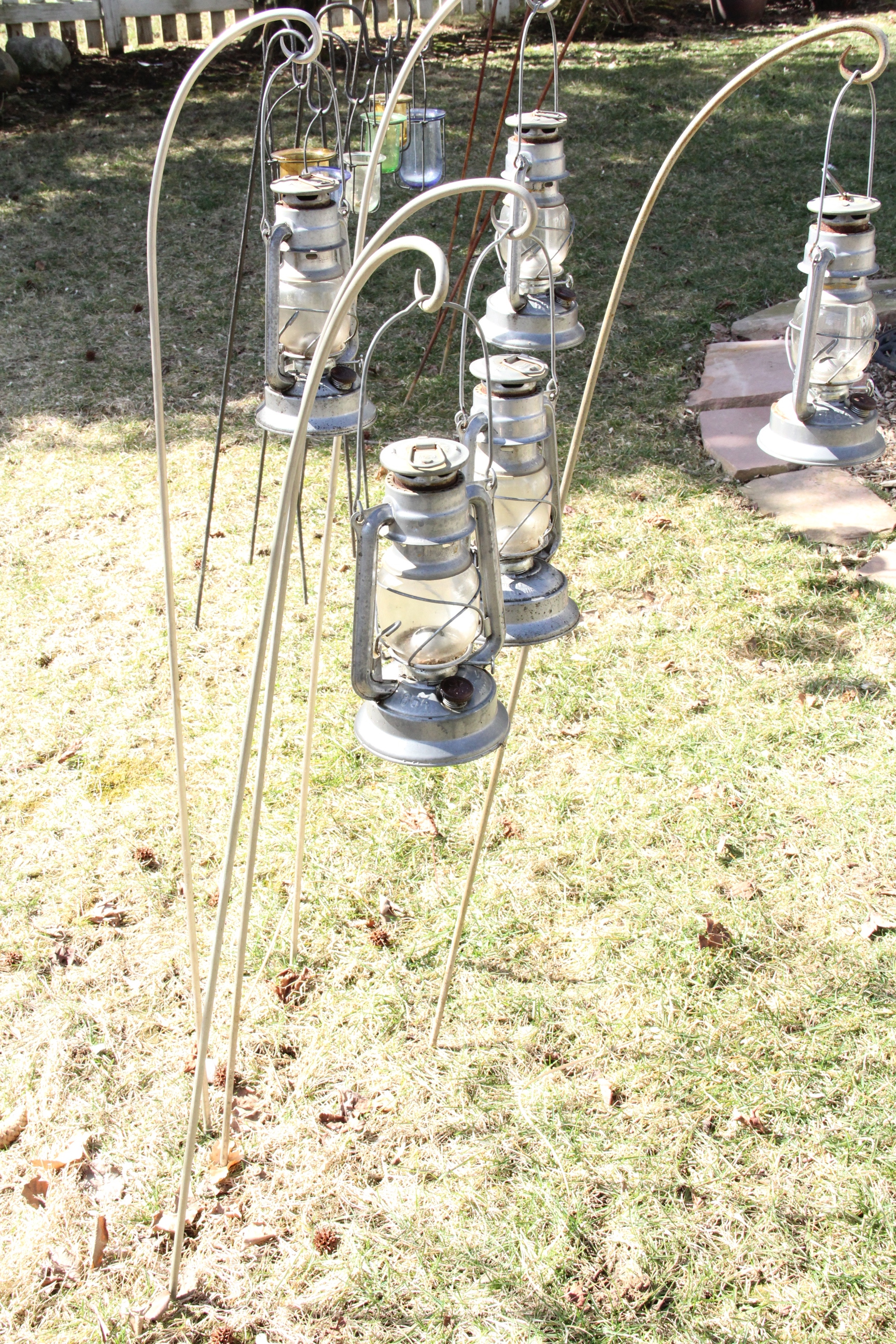 Quintet Williams-Sonoma Citronella Lanterns on Metal Poles