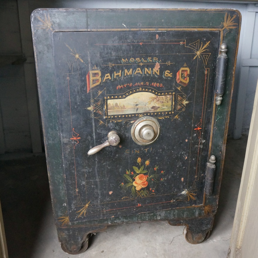Antique Mosler, Bahmann & Co. Hand Painted Safe