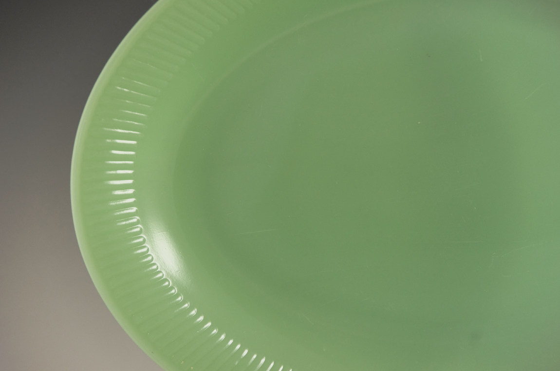 Fire King Jadeite "Jane Ray" Creamer, Sugar, and Serving Platters EBTH