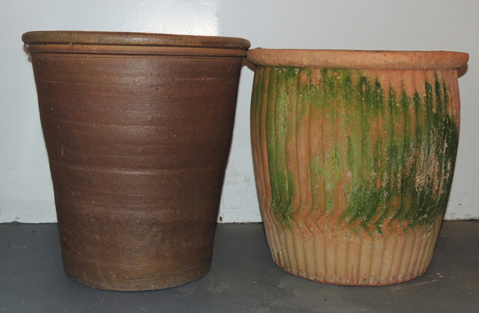 Four Large Clay Flower Pots