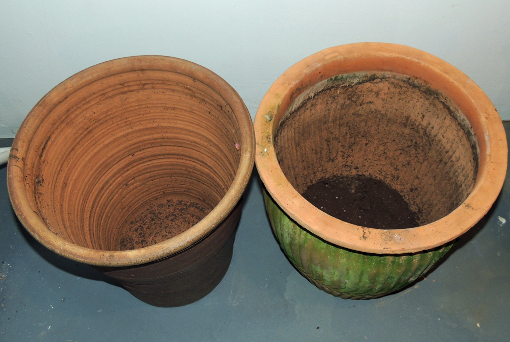 Four Large Clay Flower Pots