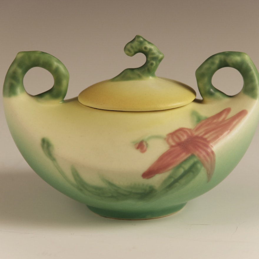 Hull Pottery "Woodland" Sugar Bowl with Lid