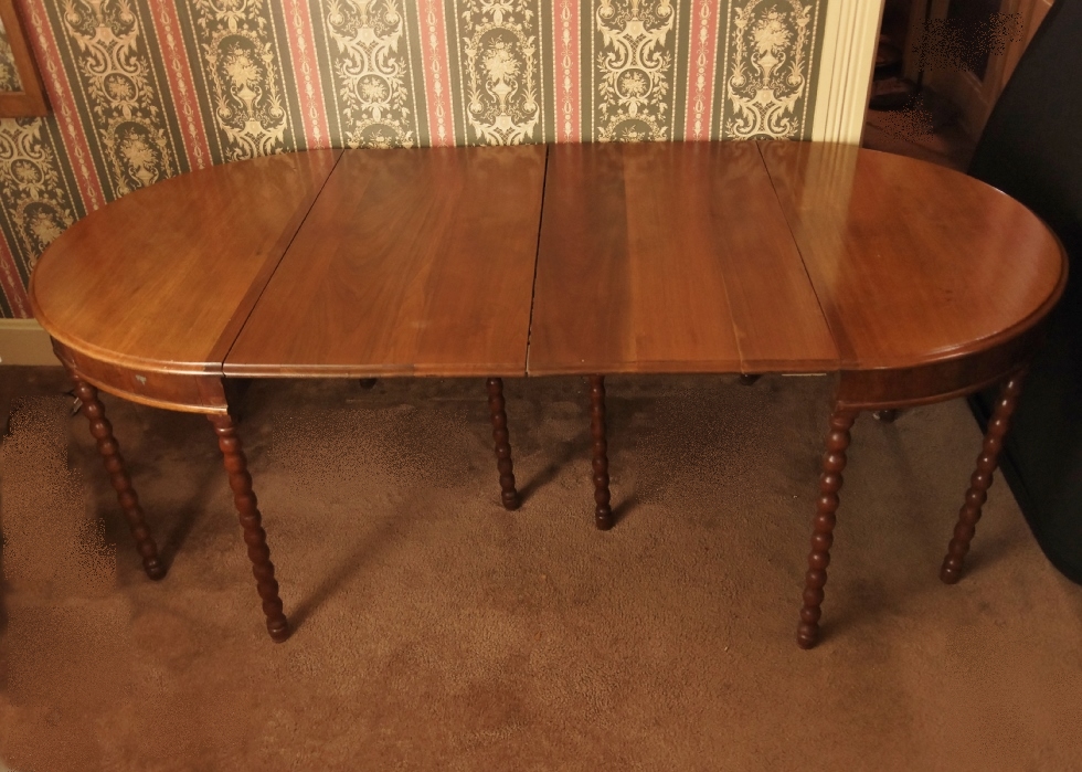 Two Bobbin-Leg Demilune Drop Leaf Tables Creating Larger Table