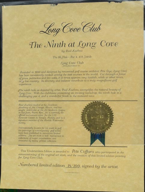 "Ninth at Long Cove" Paul Kuchno Photo Offset Lithograph