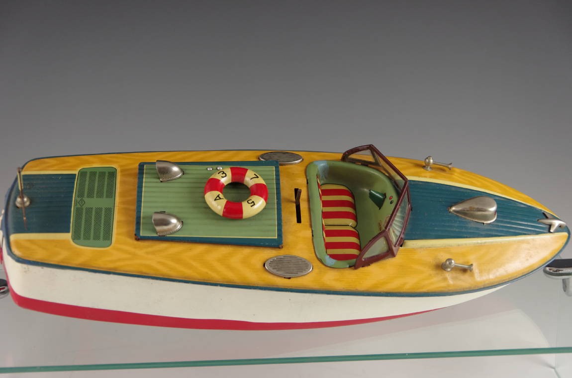 "Seamaid" Vintage 1950s Tin Toy Boat MSK Japan
