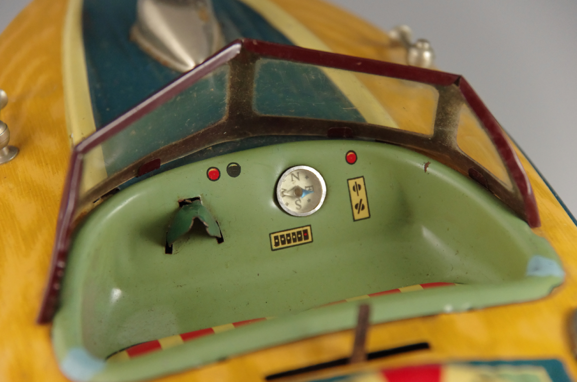 "Seamaid" Vintage 1950s Tin Toy Boat MSK Japan