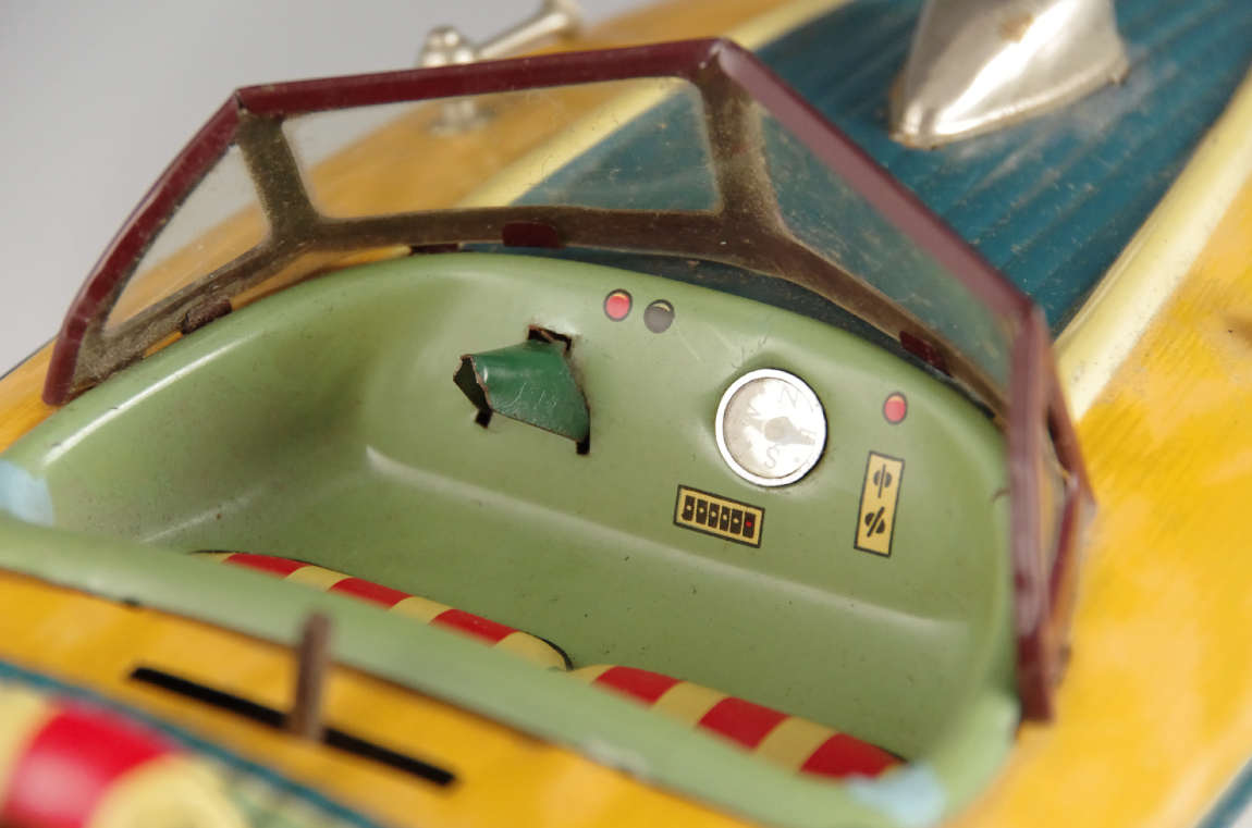 "Seamaid" Vintage 1950s Tin Toy Boat MSK Japan