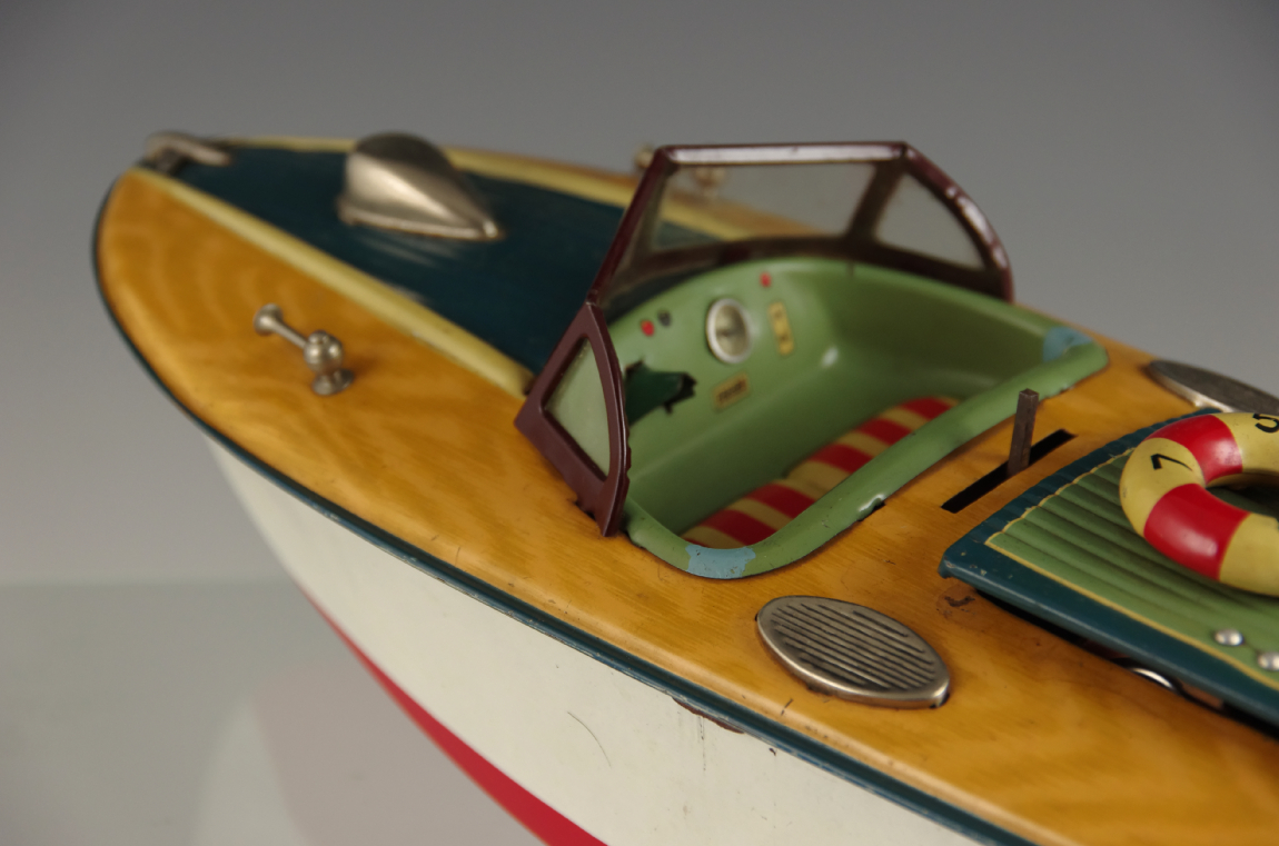 "Seamaid" Vintage 1950s Tin Toy Boat MSK Japan