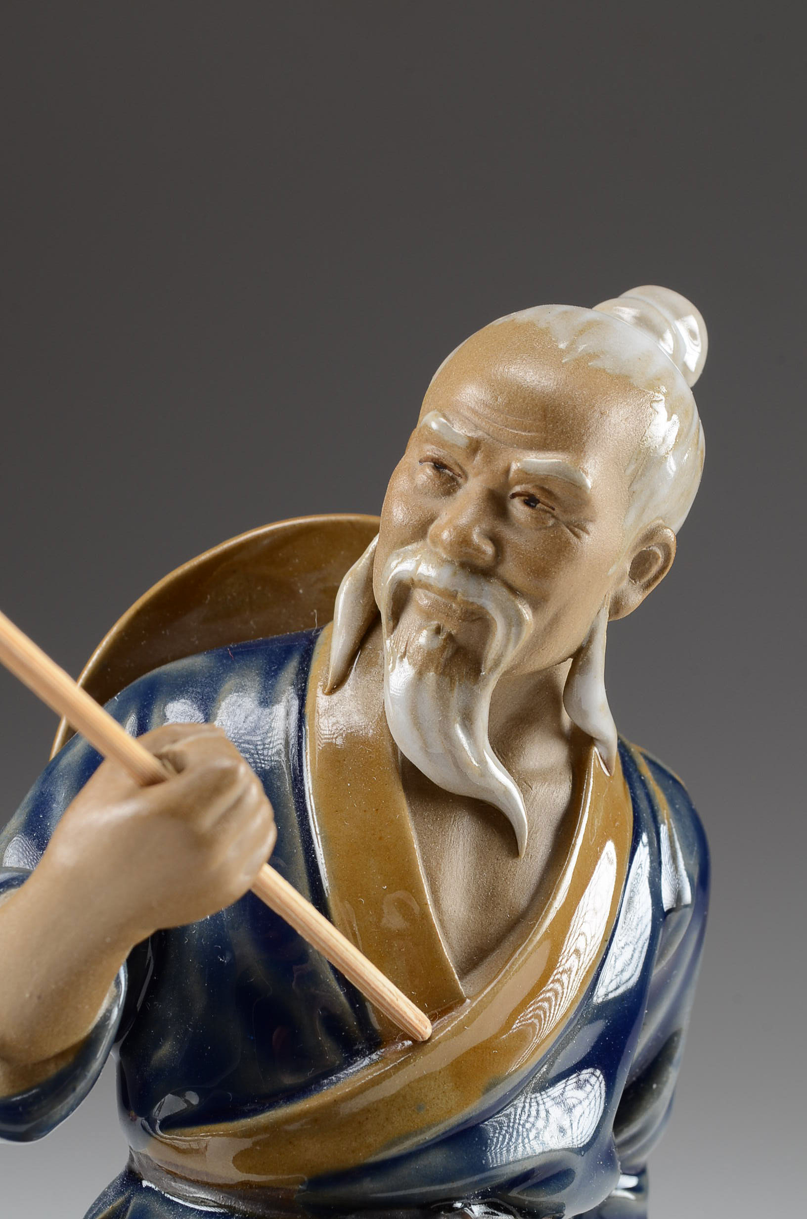 Chinese Shiwan Mudman Fisherman Ceramic Figurine