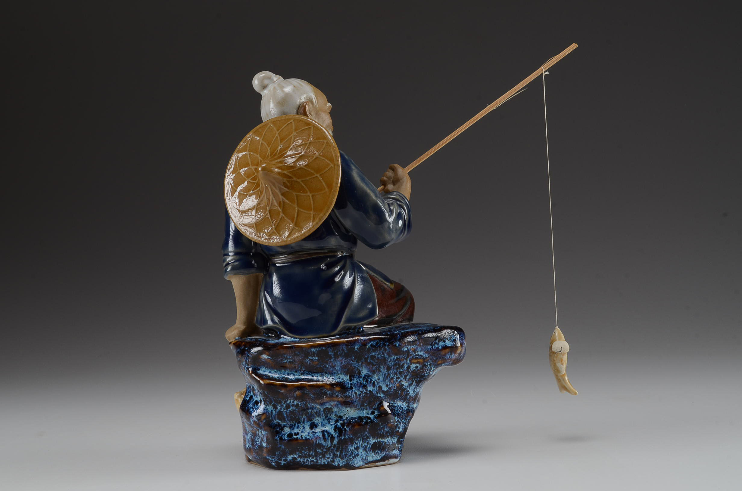 Chinese Shiwan Mudman Fisherman Ceramic Figurine