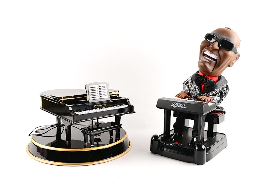 Tabletop Player Piano and Ray Charles Musical Figure