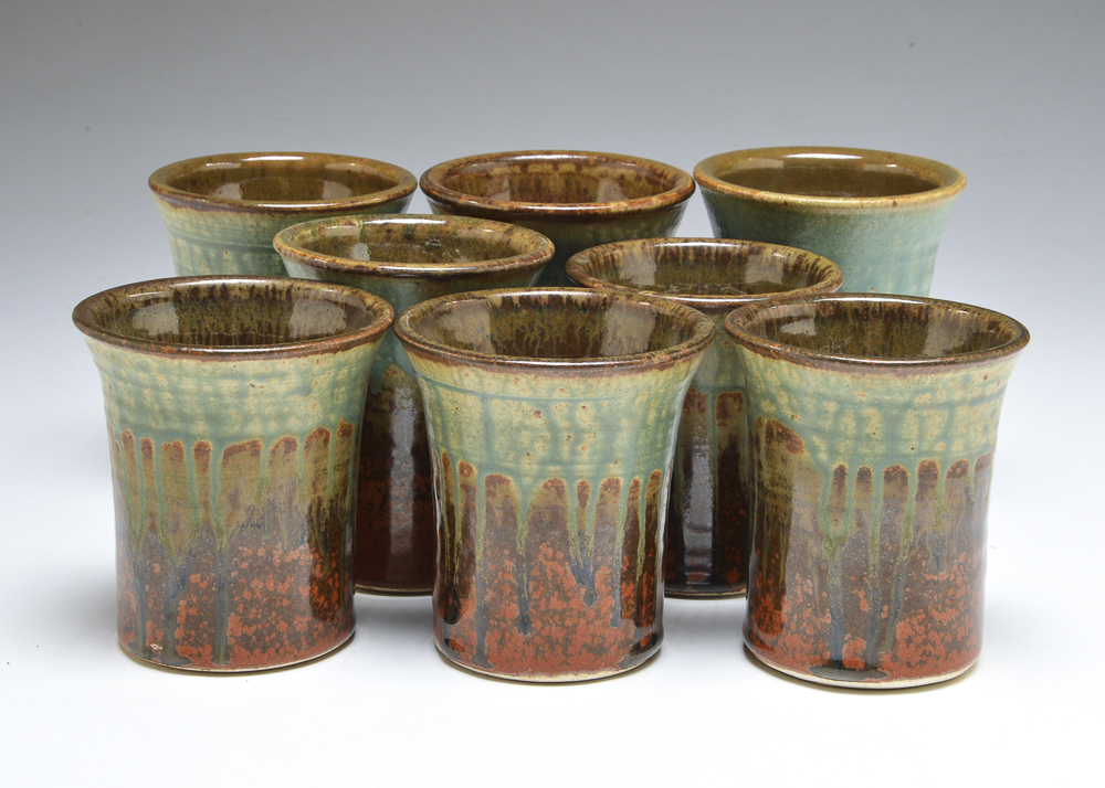 Octet of Blanket Creek Artisan Pottery Cups