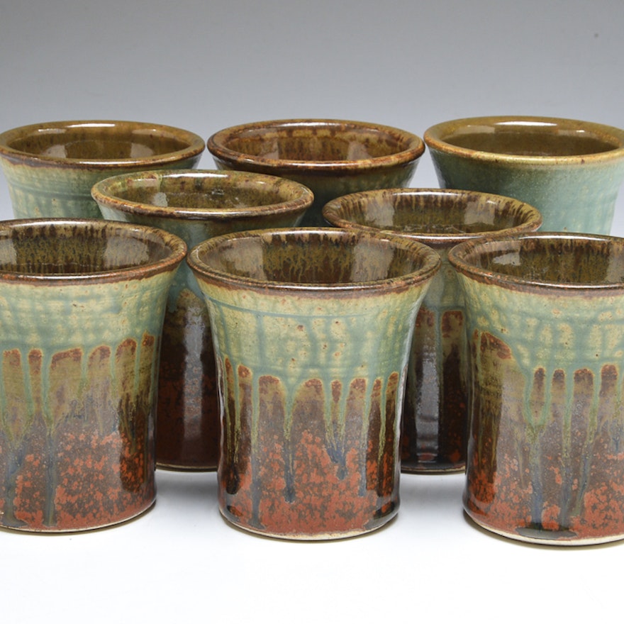 Octet of Blanket Creek Artisan Pottery Cups