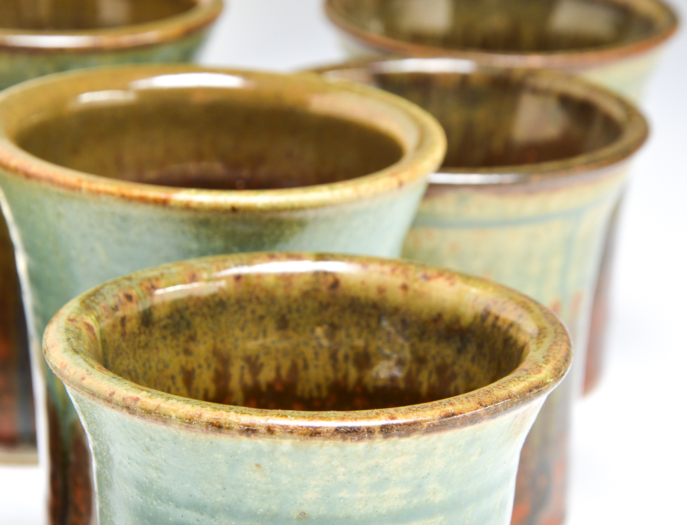 Octet of Blanket Creek Artisan Pottery Cups