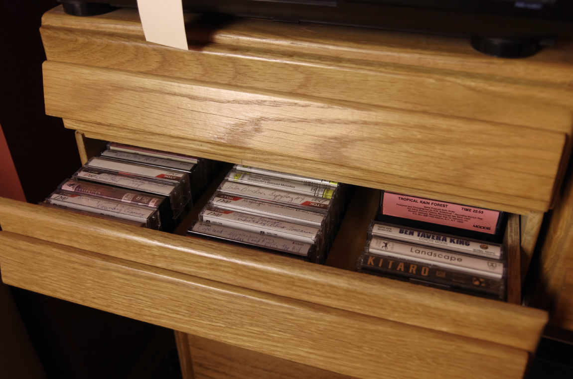 Pioneer Tuner and Cassette Deck with Cassettes and Storage