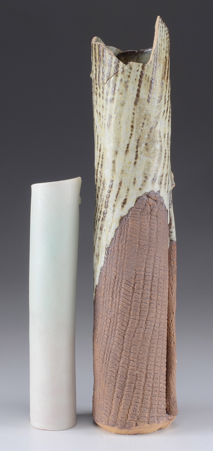 Two Cylindrical Pottery Vases