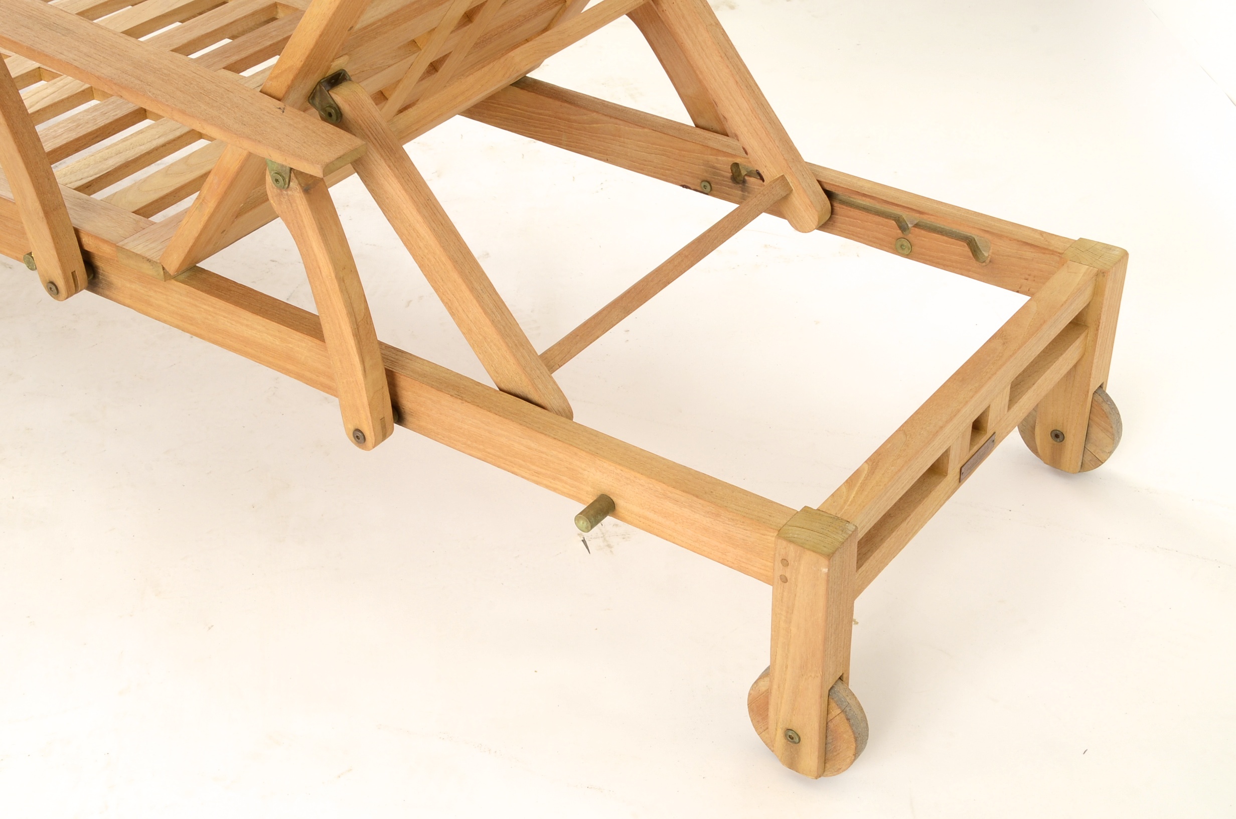 Pair of Teak Wood Poolside Chaise Lounges