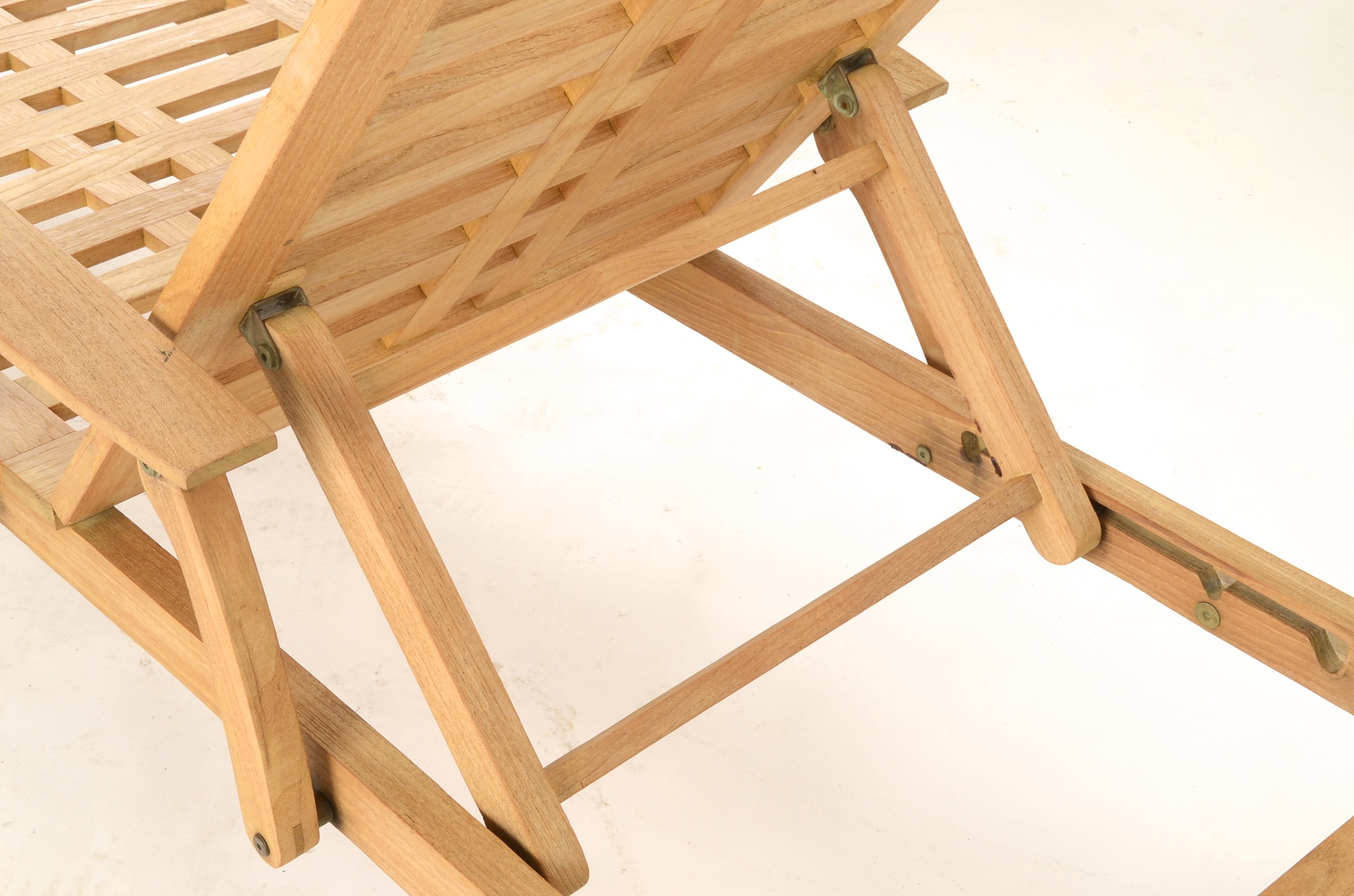 Pair of Teak Wood Poolside Chaise Lounges