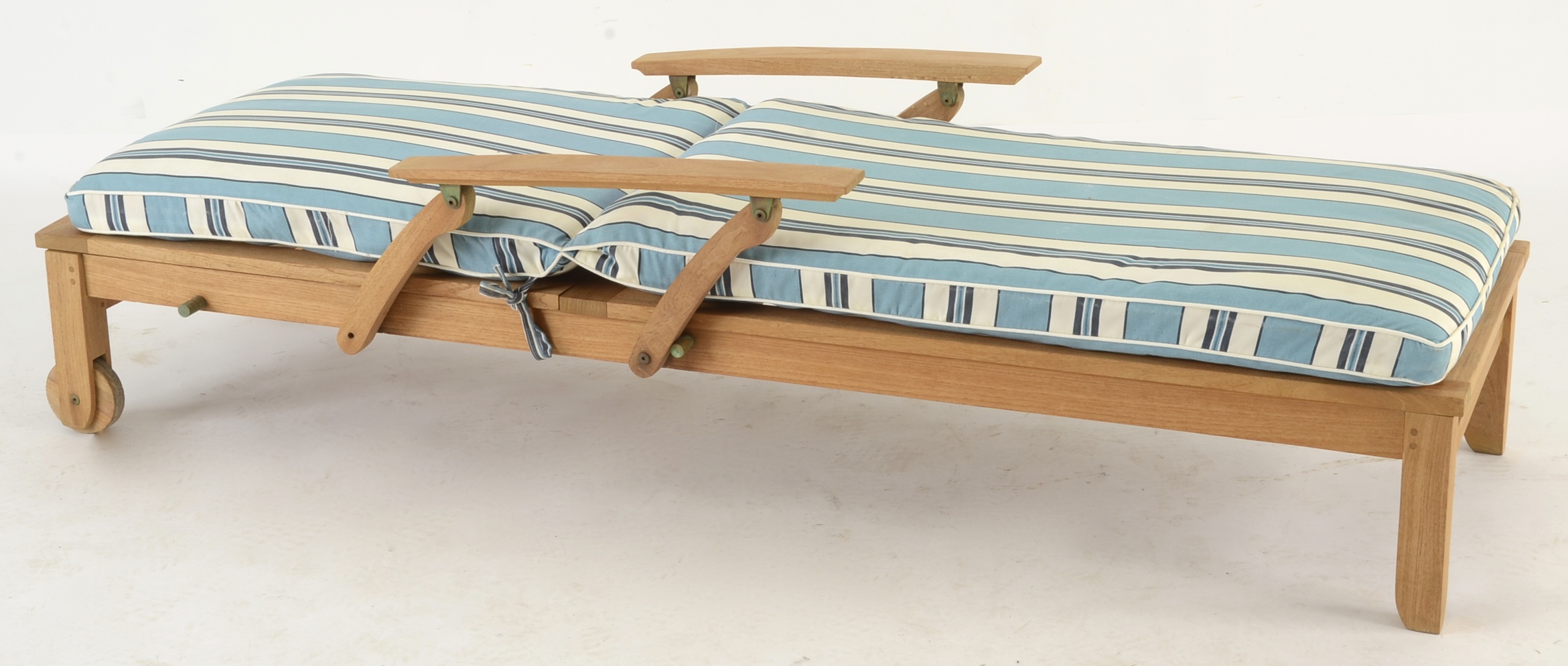 Pair of Teak Wood Poolside Chaise Lounges