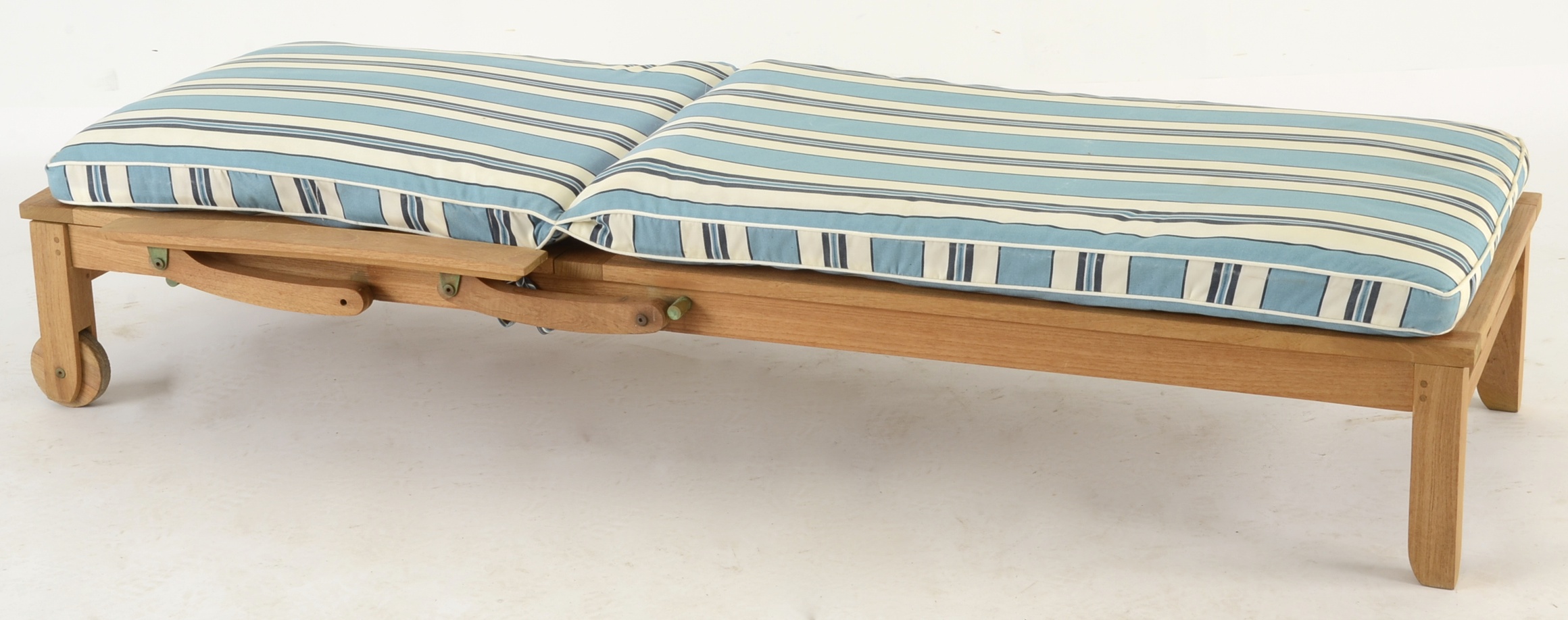 Pair of Teak Wood Poolside Chaise Lounges