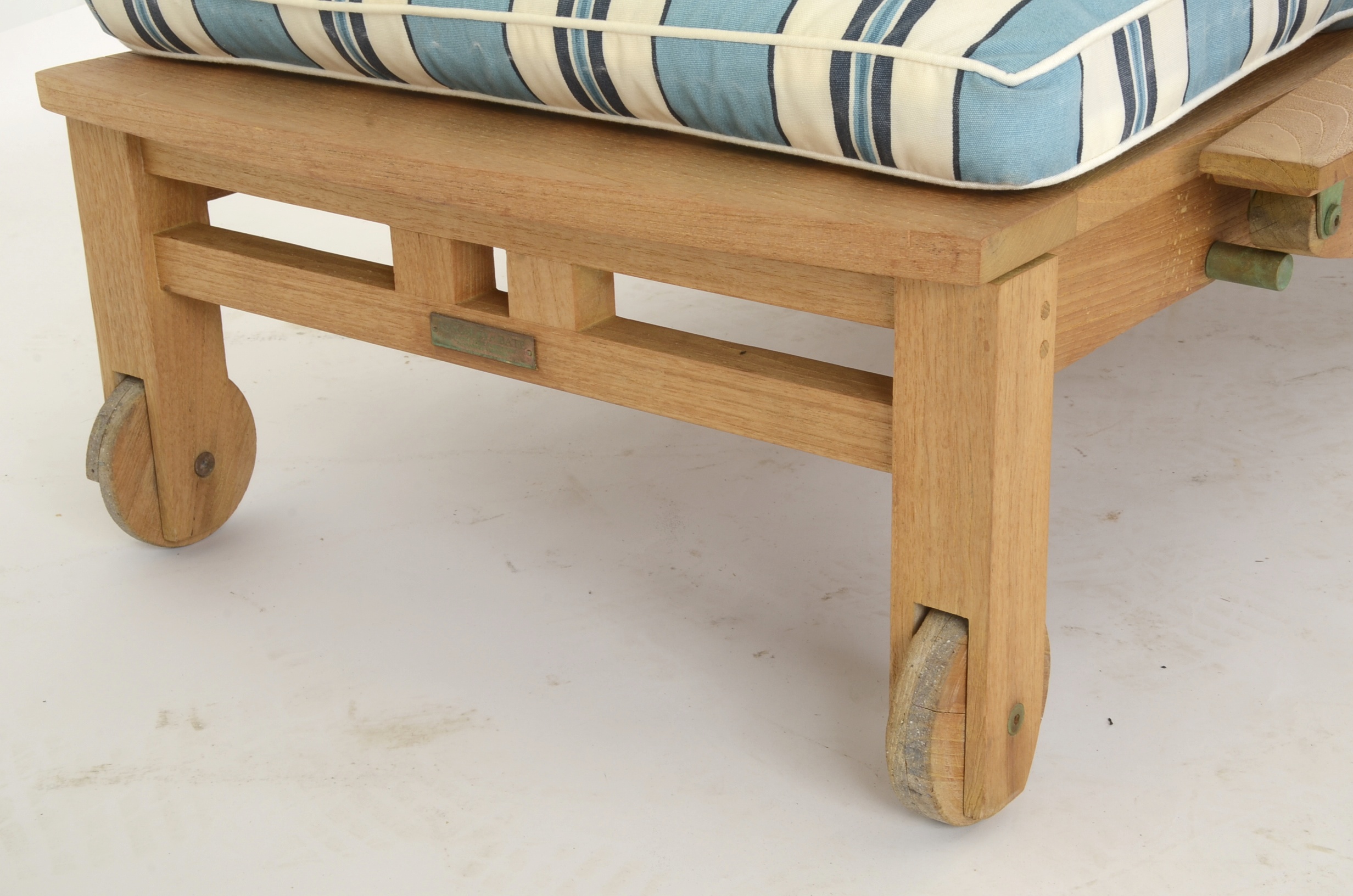 Pair of Teak Wood Poolside Chaise Lounges