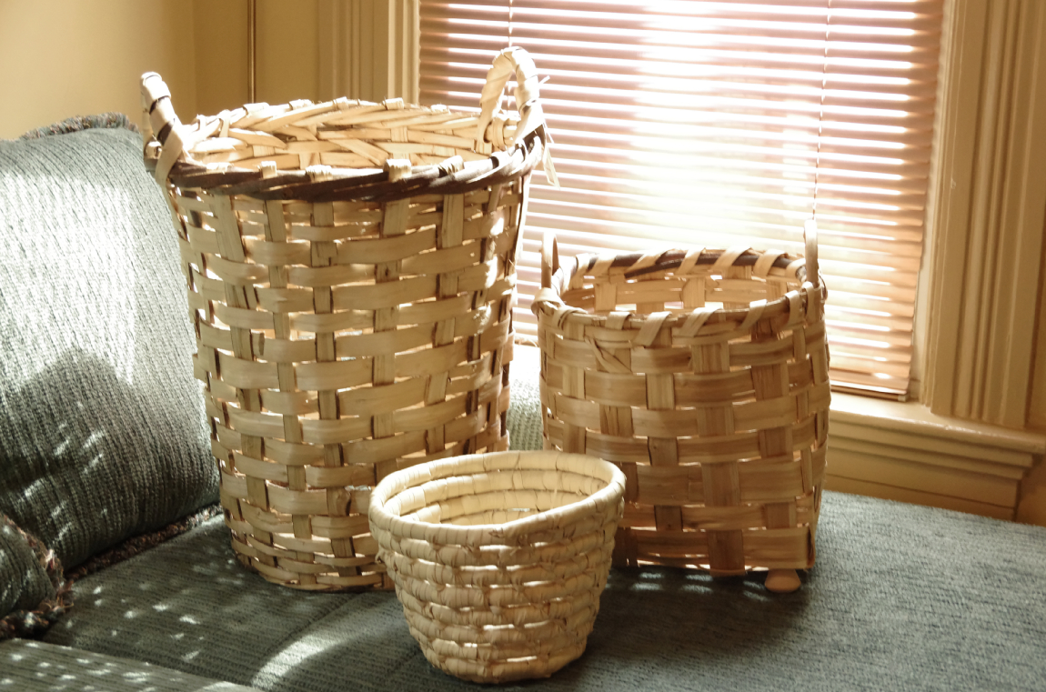 Basket Collection with Wide Light Tone Weave