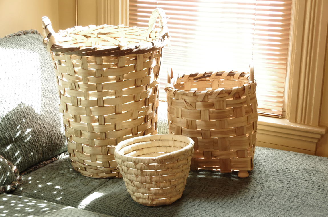 Basket Collection with Wide Light Tone Weave
