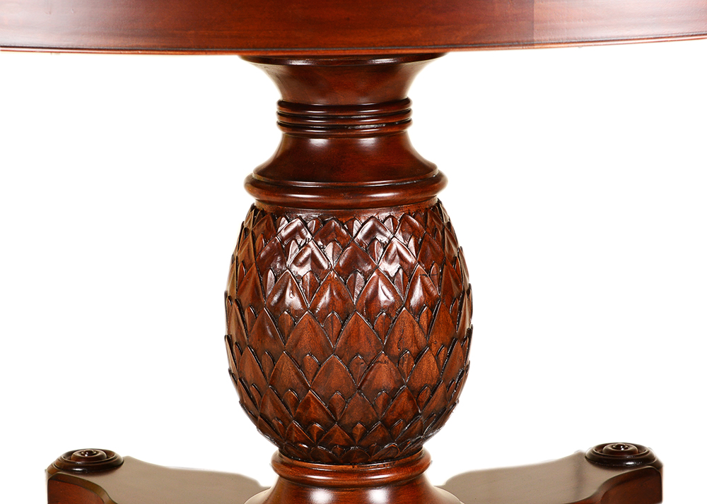 Glass Top Mahogany Veneer Ethan Allen Round Entry Table