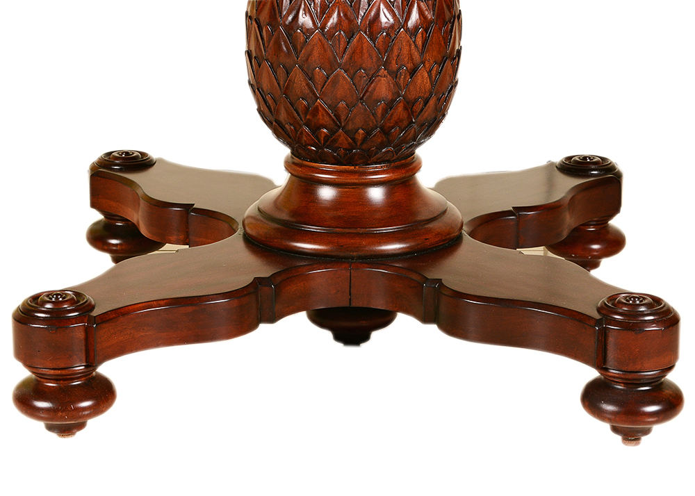 Glass Top Mahogany Veneer Ethan Allen Round Entry Table