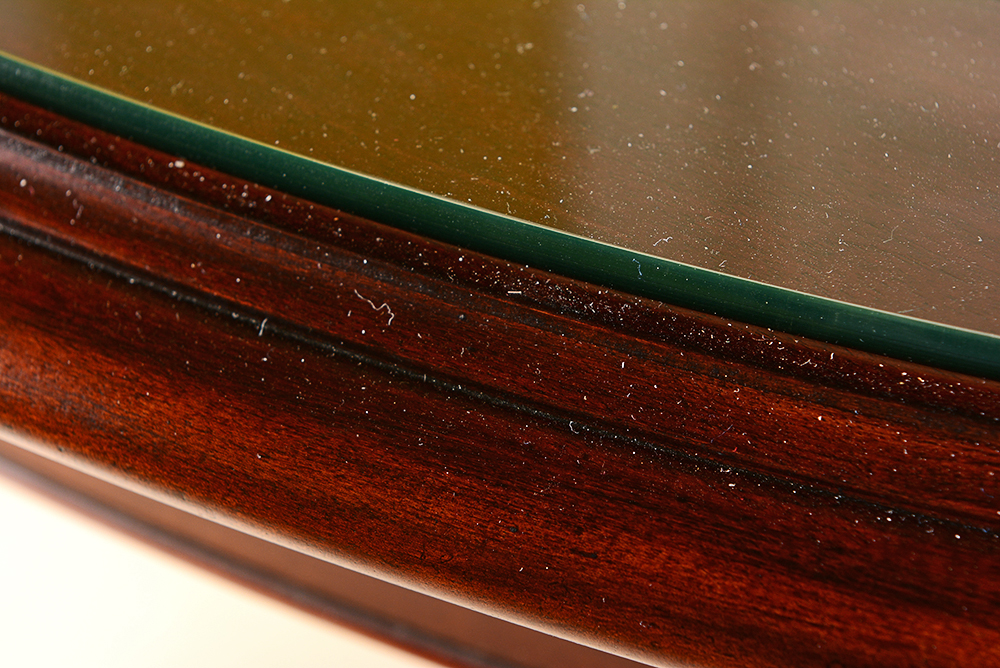 Glass Top Mahogany Veneer Ethan Allen Round Entry Table