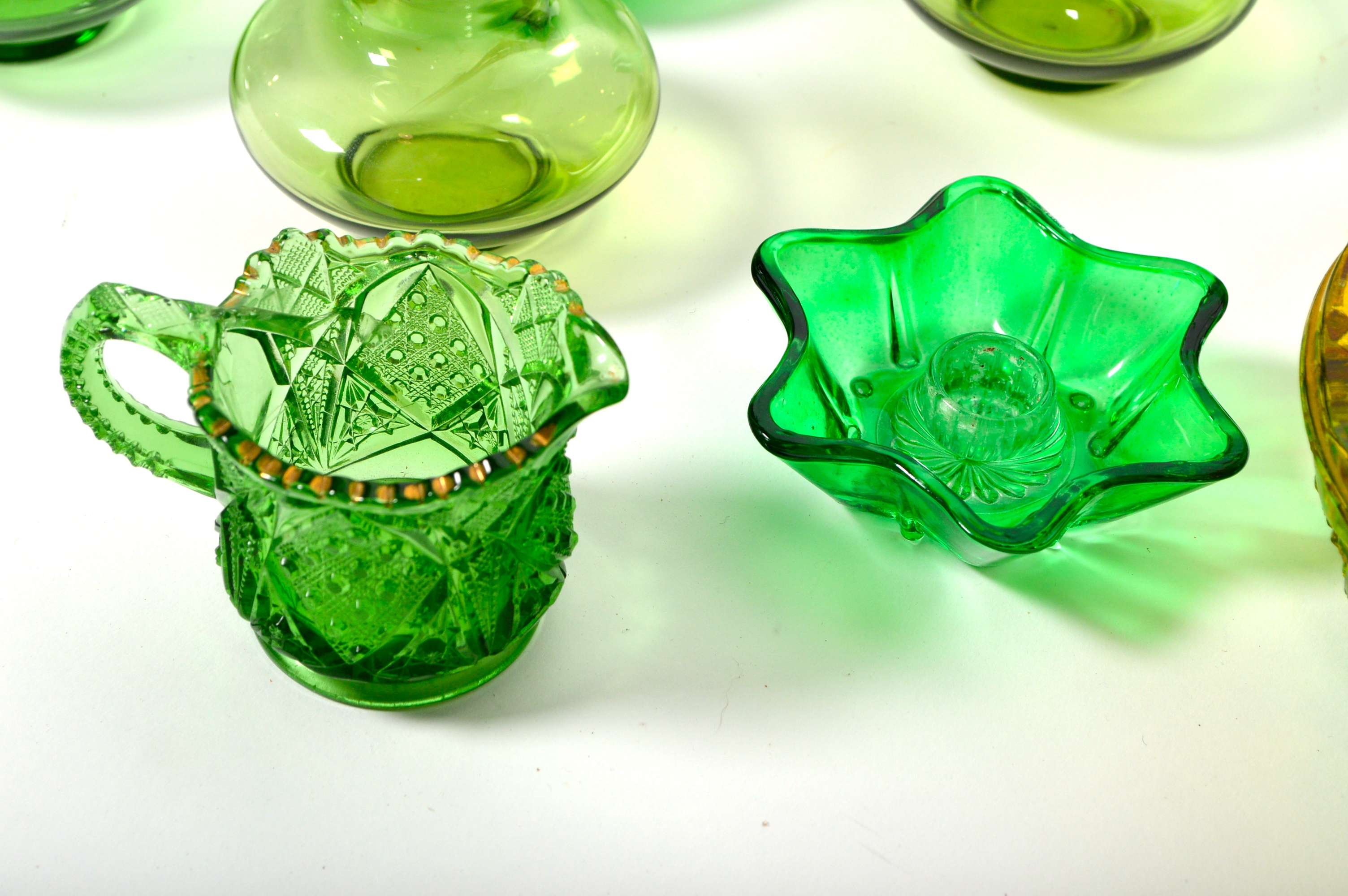 Assortment Of Green Glassware