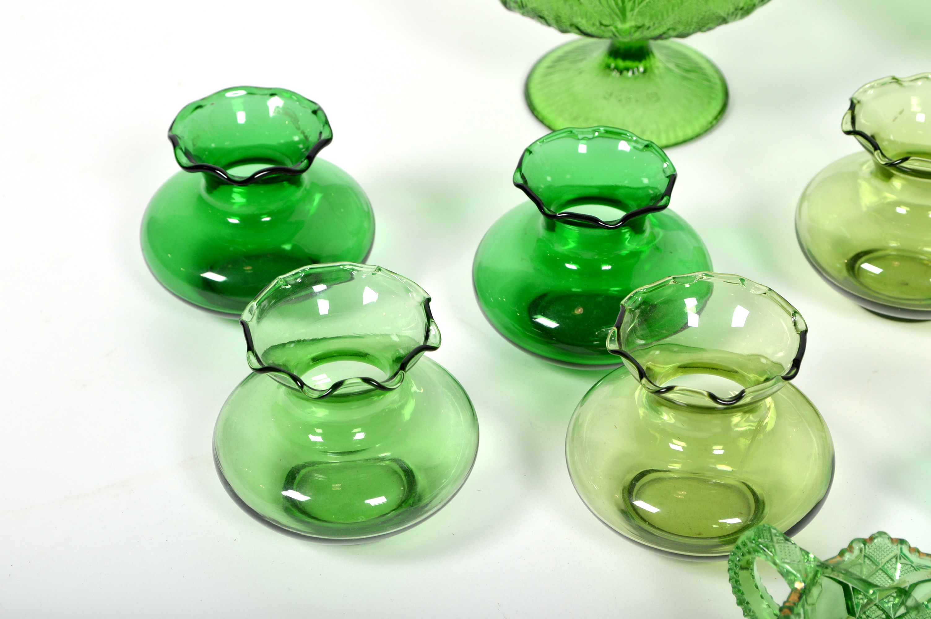 Assortment Of Green Glassware