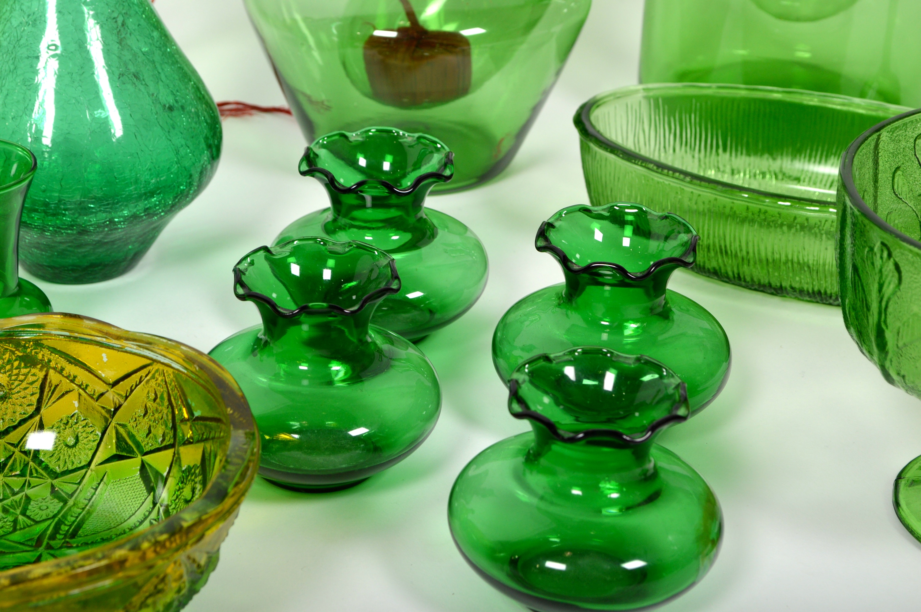 Assortment Of Green Glassware