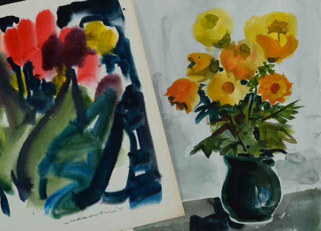 Jack Meanwell Original Floral Paintings on Paper
