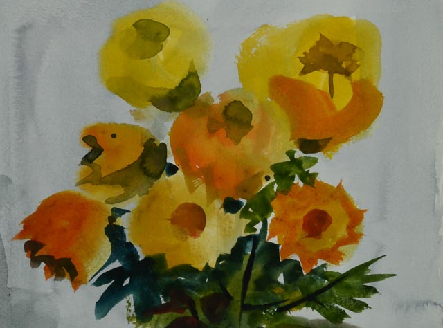 Jack Meanwell Original Floral Paintings on Paper