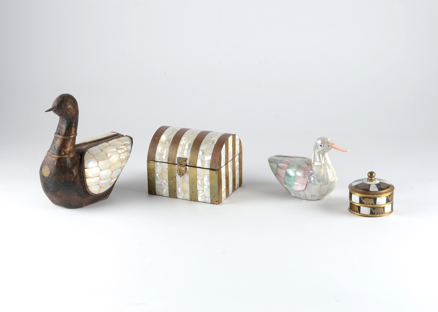 Mother of Pear Duck Figurines and Boxes