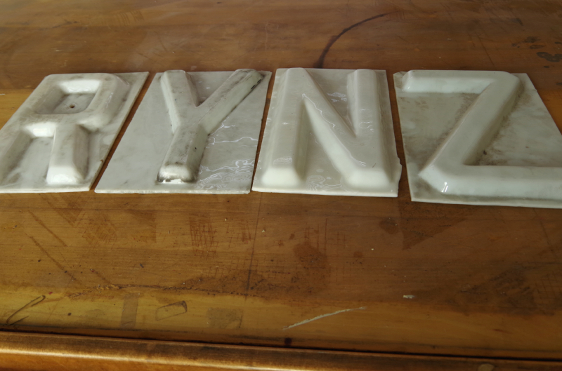 Group of Four Glass Albee Theater Letters