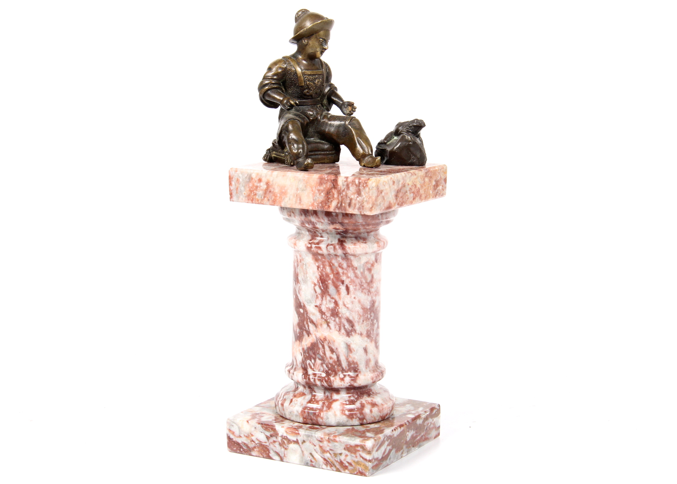 Bronze Boy with Frog Sculpture