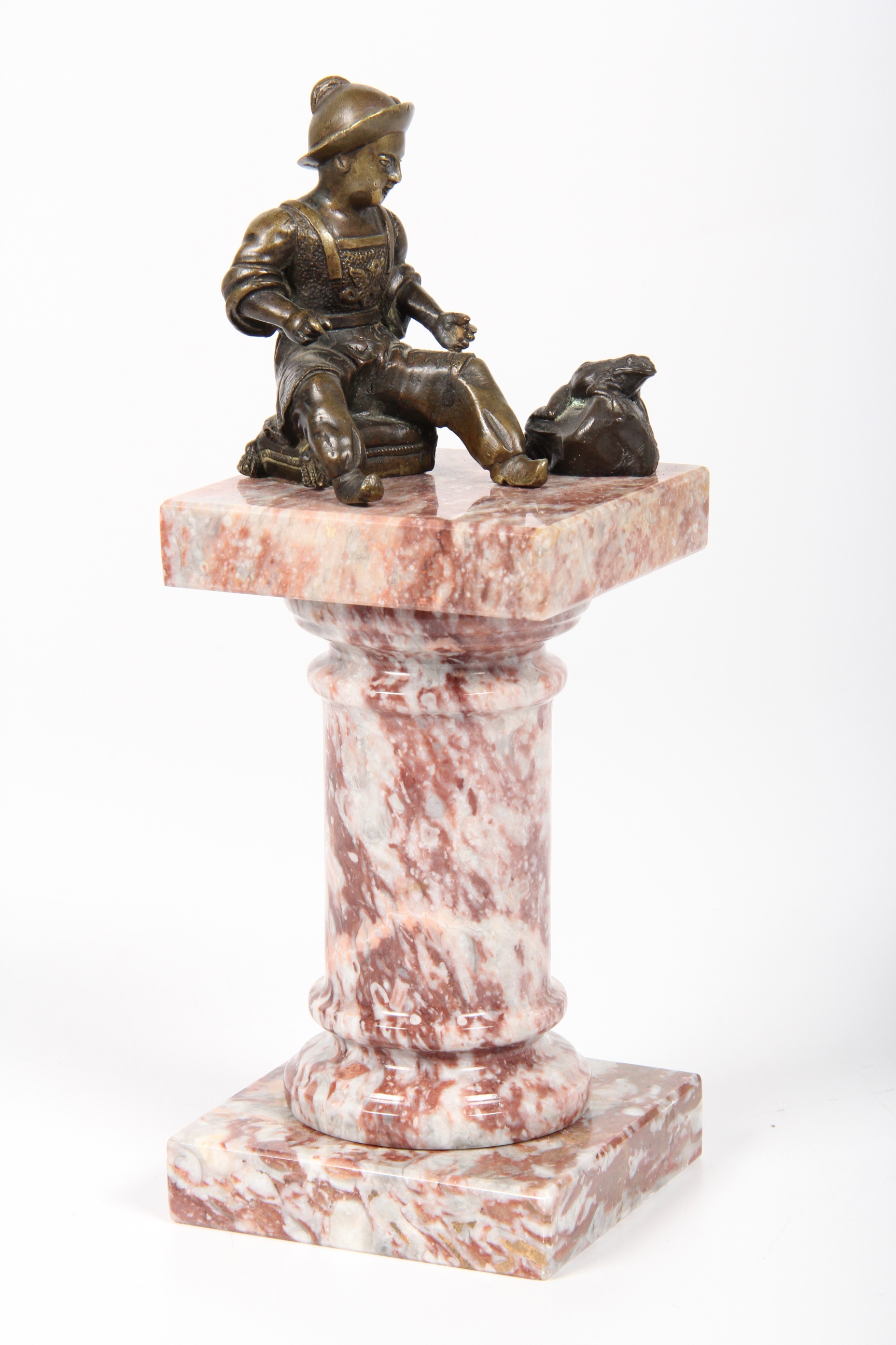Bronze Boy with Frog Sculpture