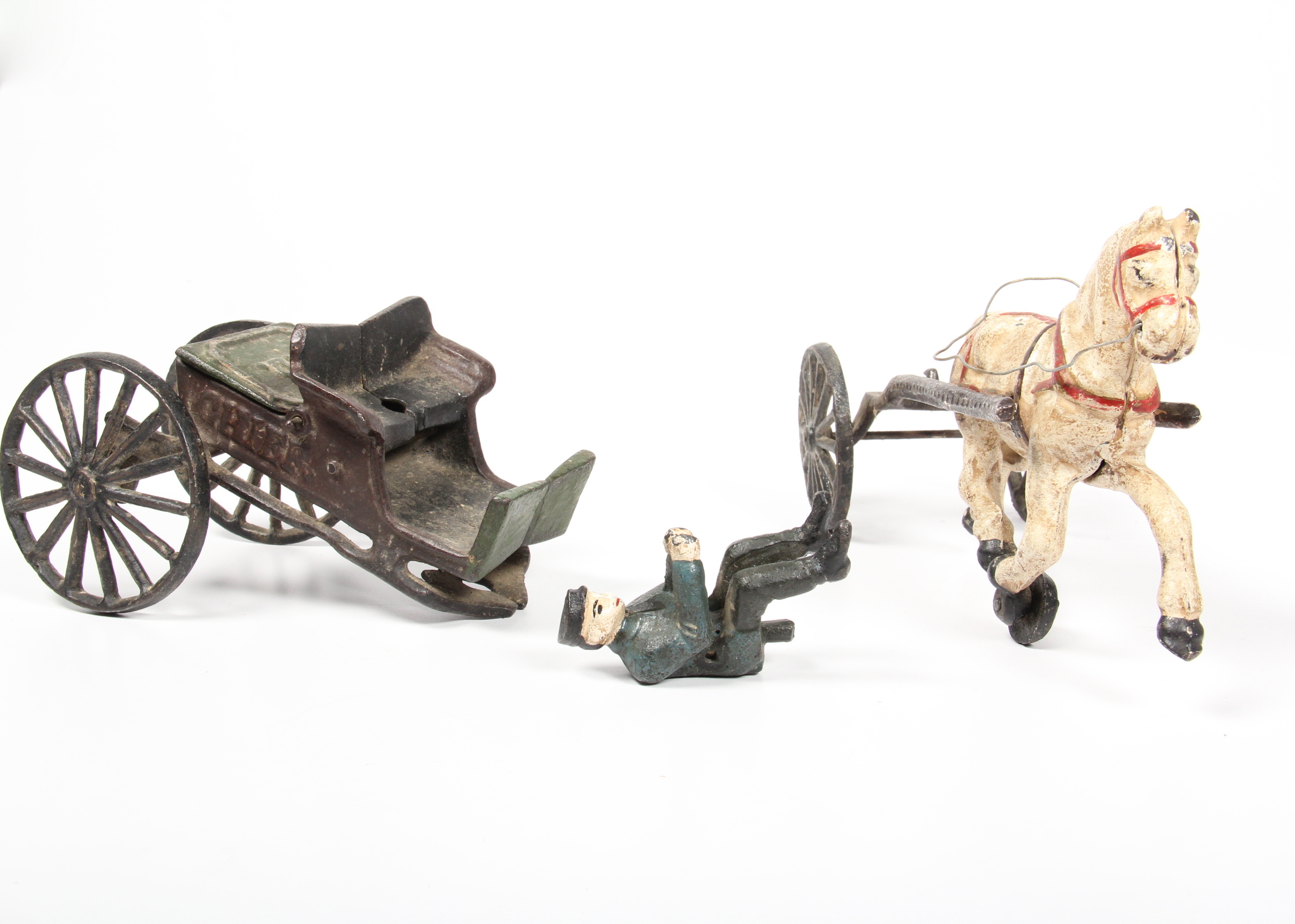 Vintage Cast Iron Horse Drawn Police Wagon